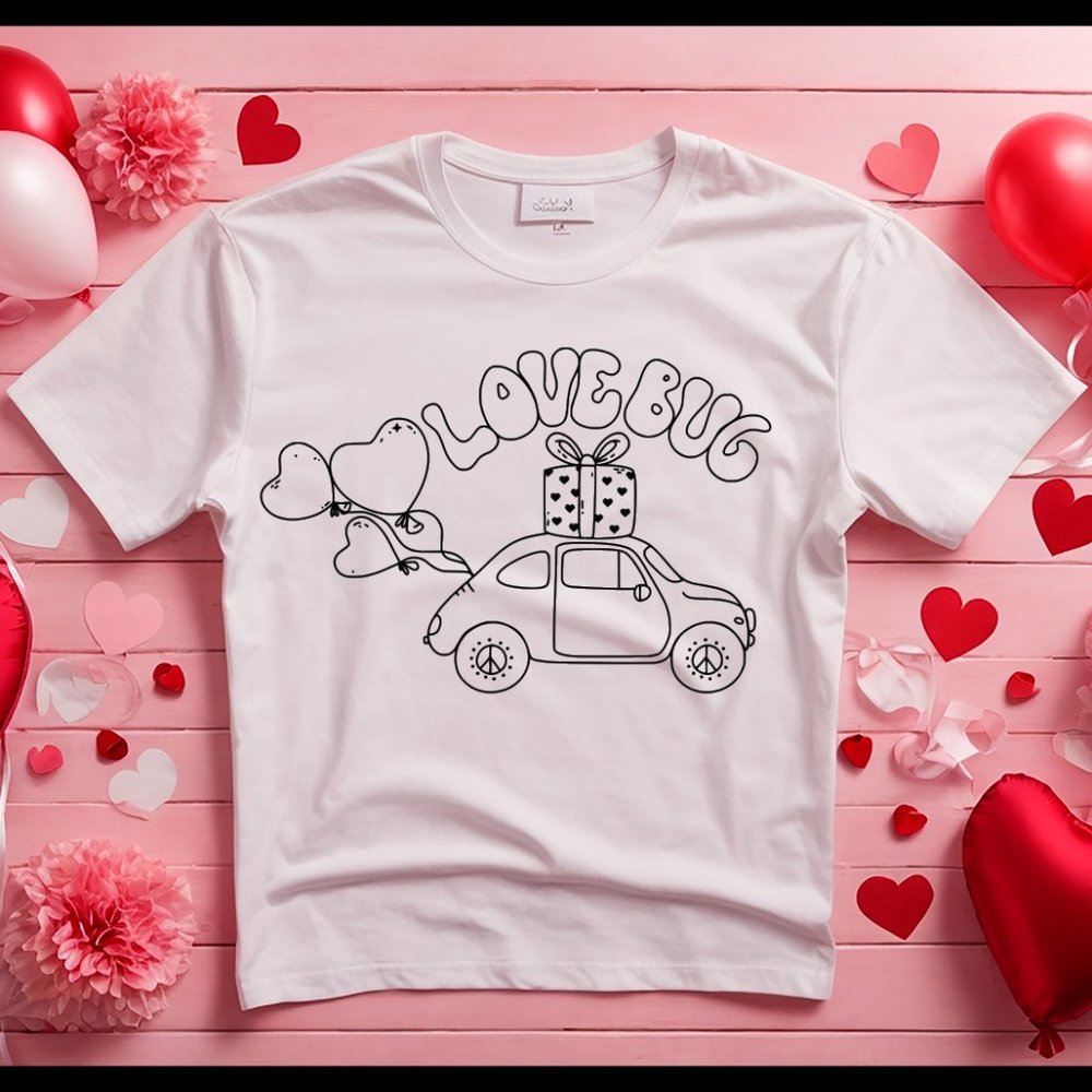 Valentine Coloring TEE Shirt - Kids - Love Bug